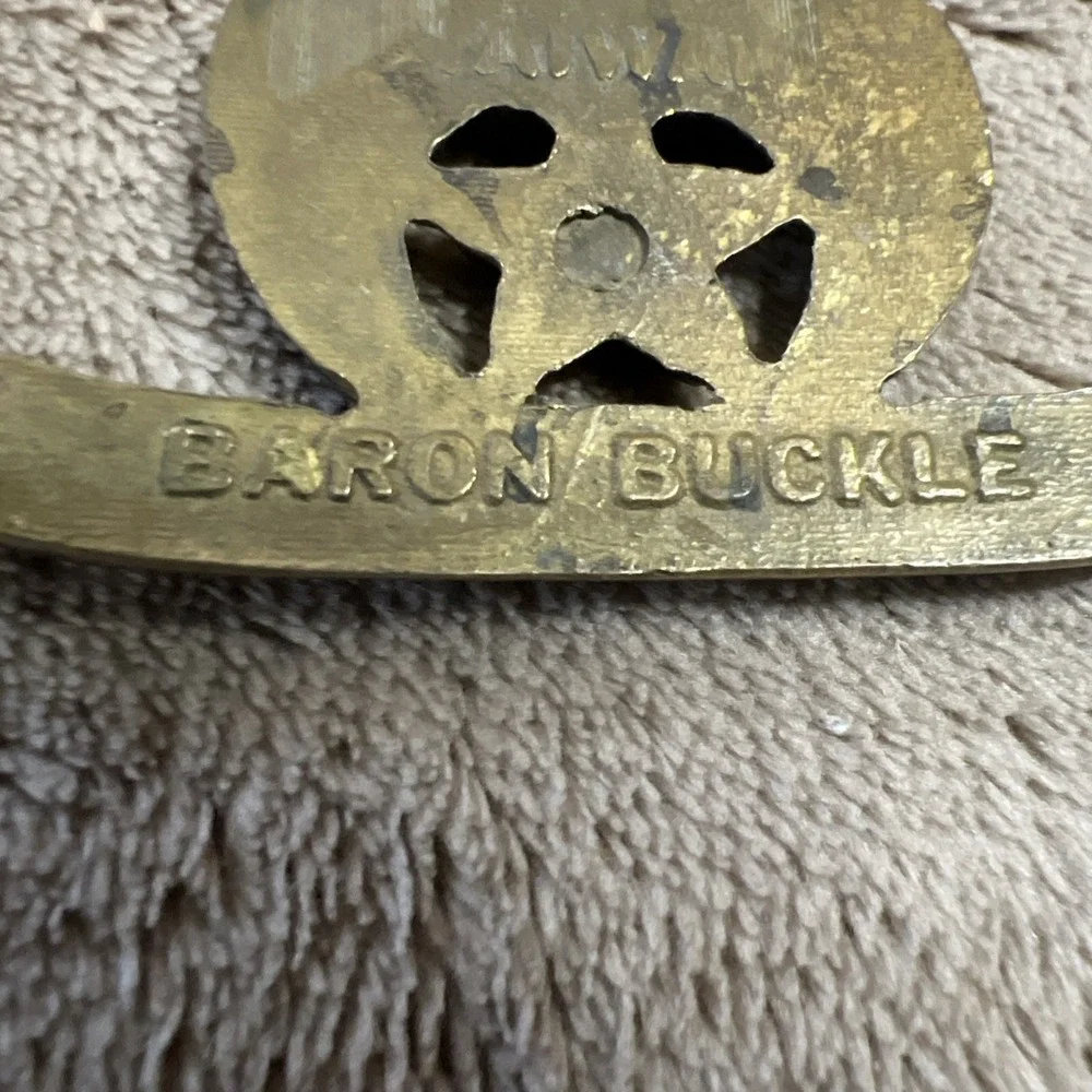 Vintage 1980 Shriners Mason Crescent Scimitar Solid Brass Belt Buckle Baron 6204